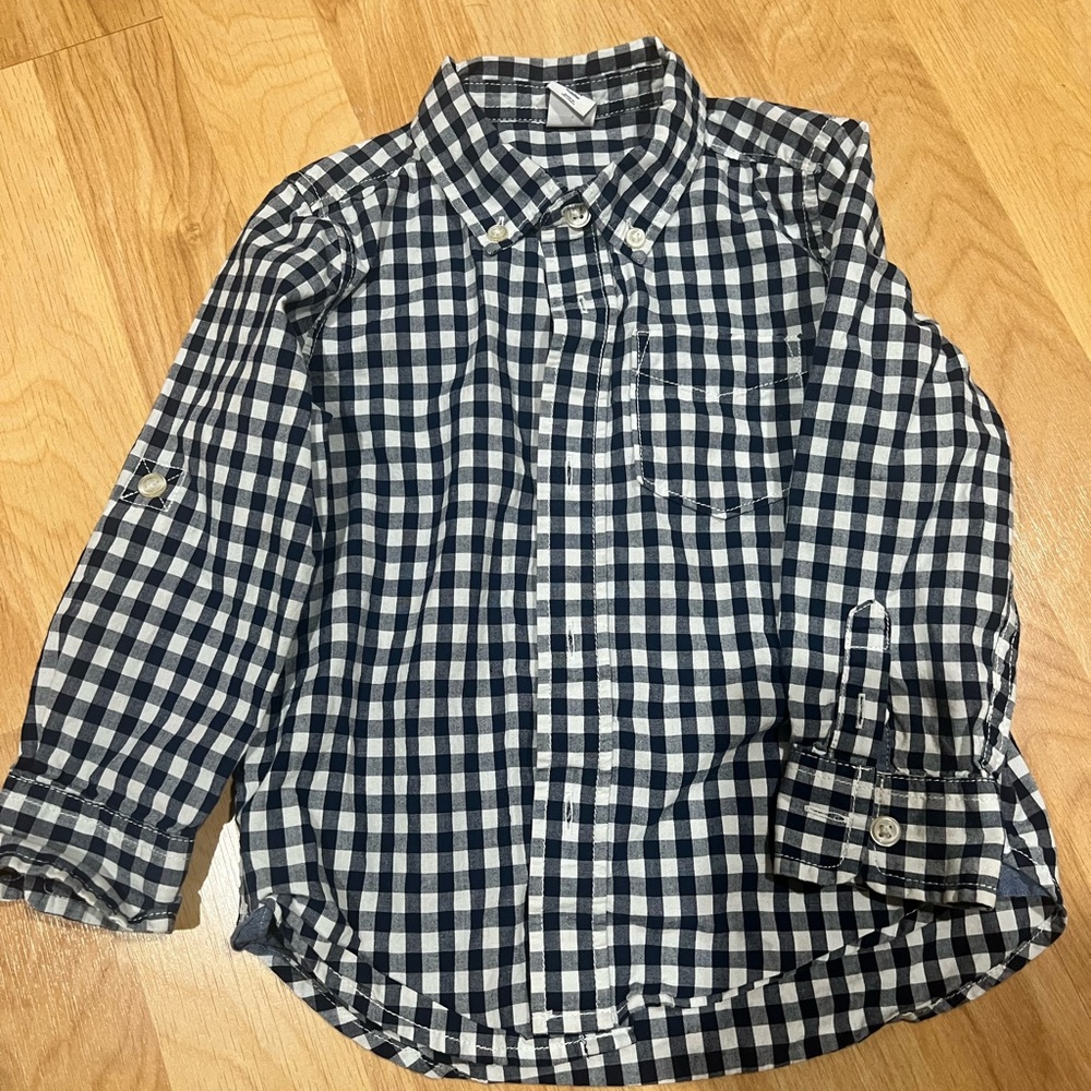 Boys Baby Gap Navy gingham button up shirt